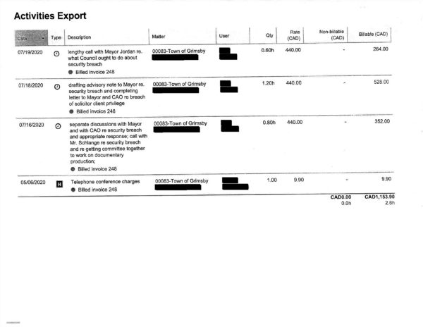 A scan of Mayor Jeff Jordan's invoice.