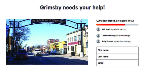Screen capture of the Save Grimsby petition hitting 1000 signatures.